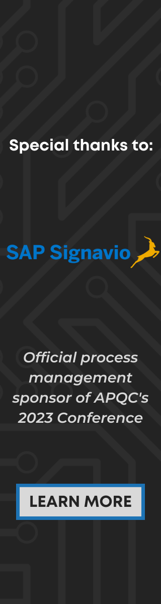 Special Thanks to Signavio, the official process management sponsor of APQC's 2023 Conference