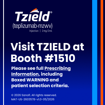 Visit TZIELD at Booth #1510 (Sanofi Ad)